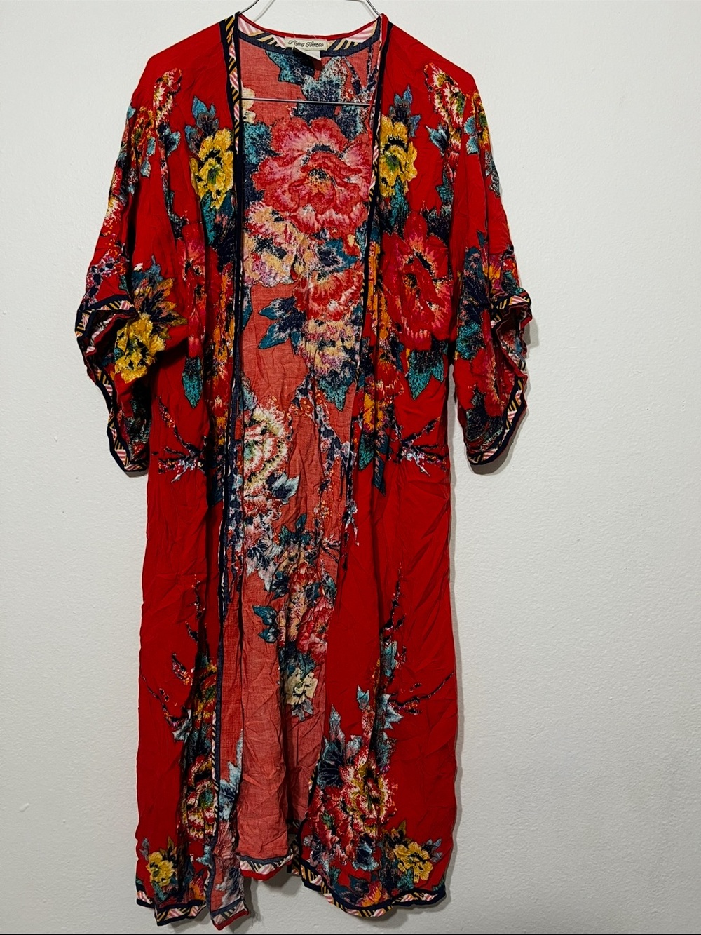 Flying Tomato Bohemian-Style Floral Kimono Cardigan Size S/M